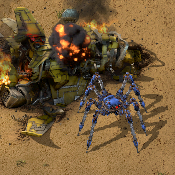 Spidertron Engineer with the crashed spaceship